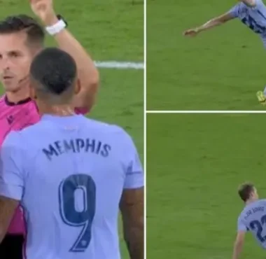 Barcelona’s Frenkie de Jong picked up an incredibly harsh red card vs Cadiz