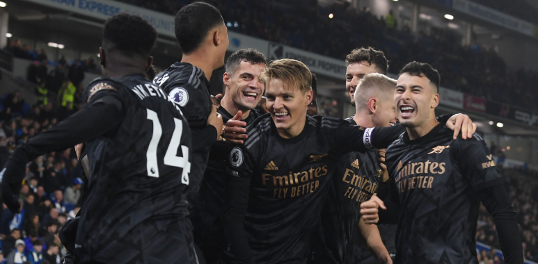 Arsenal show no sign of faltering as Brighton win adds to title belief
