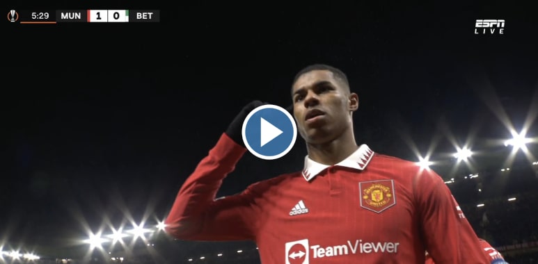 Video Marcus Rashford with an emphatic finish to put Man Utd ahead early on against Betis